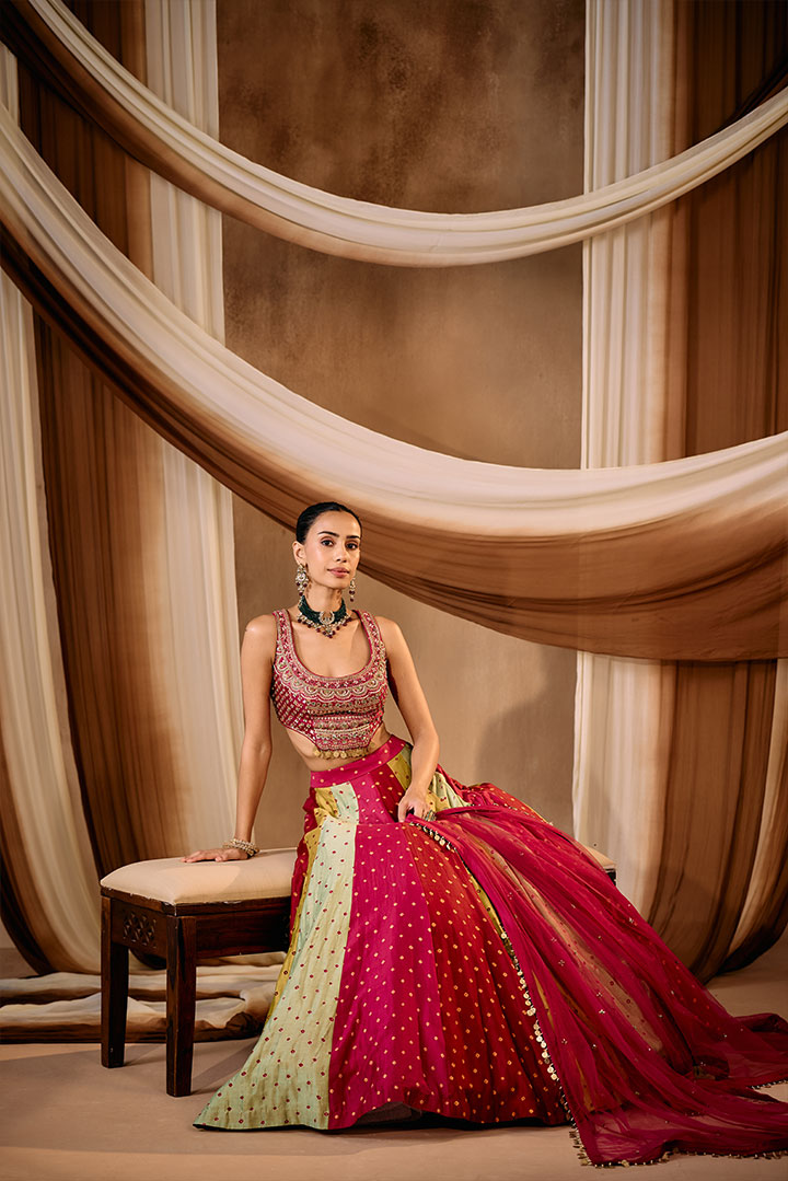 Multi color Bandhani Lehenga set