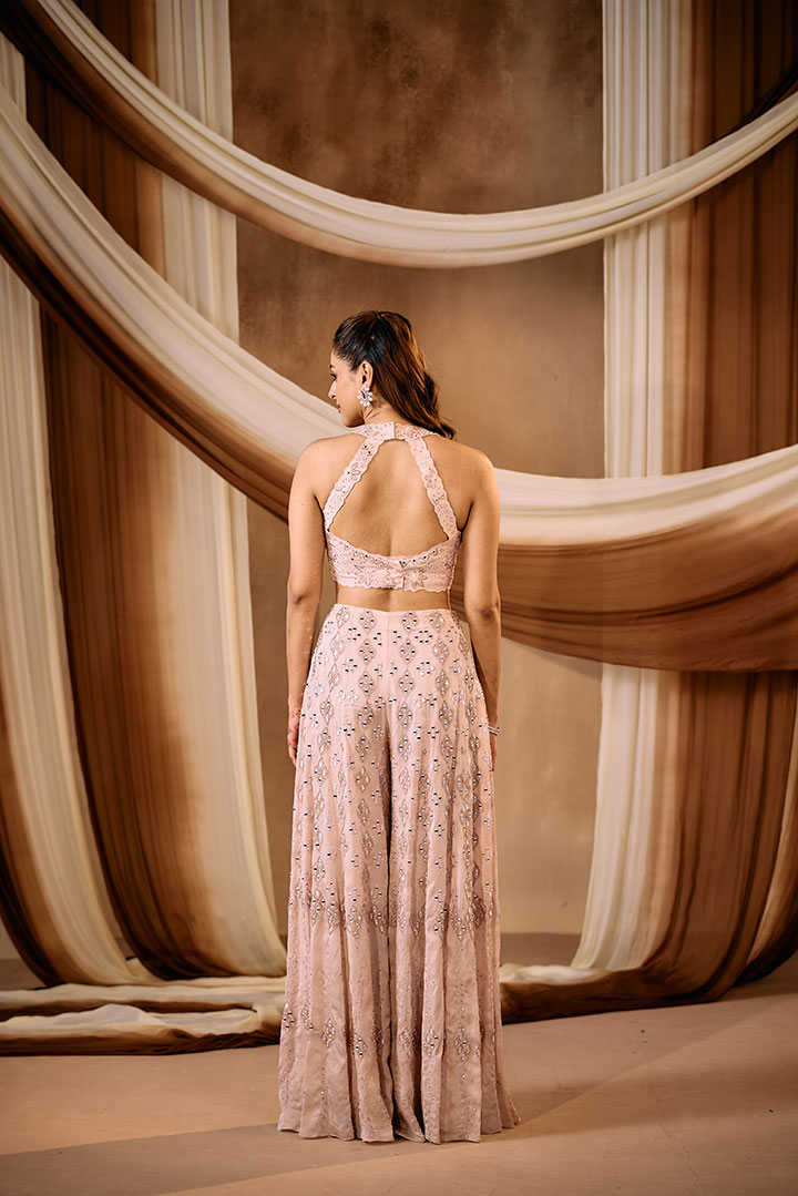 Mist pink Sharara top set