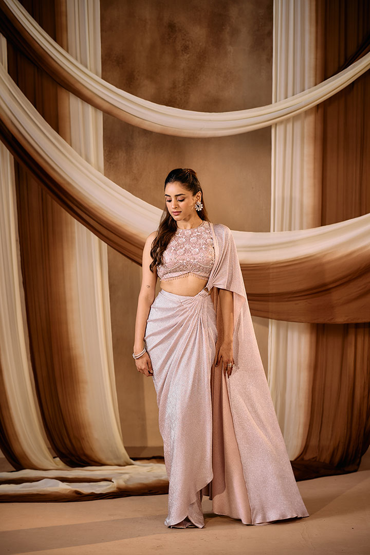 Lilac Pre draped saree