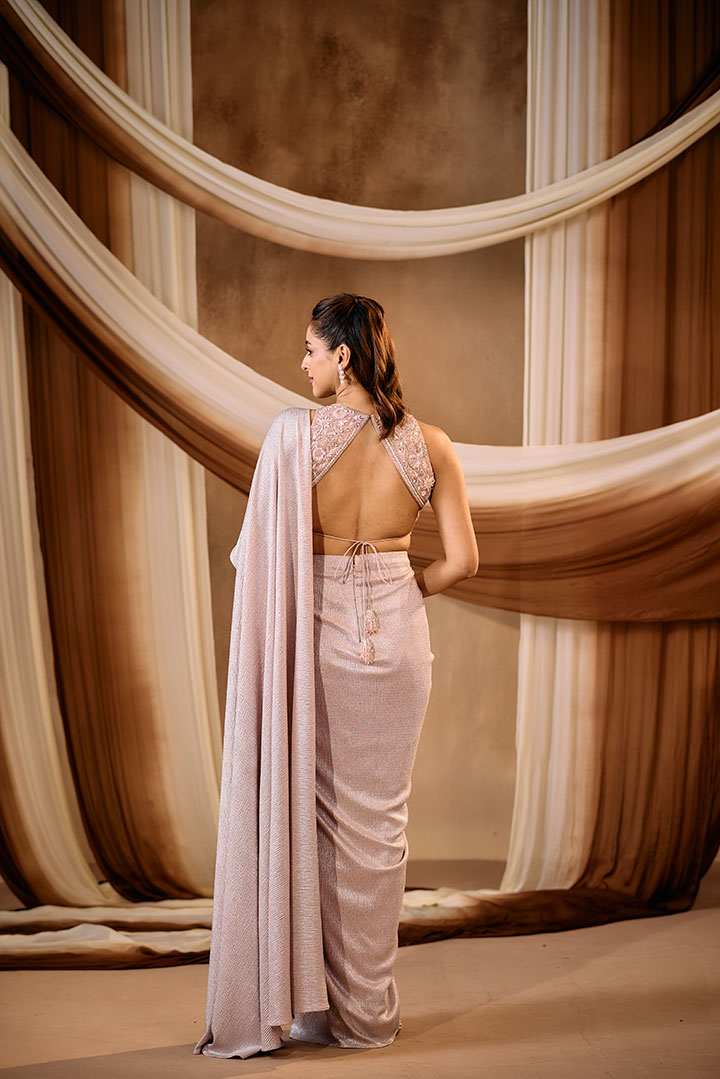 Lilac Pre draped saree
