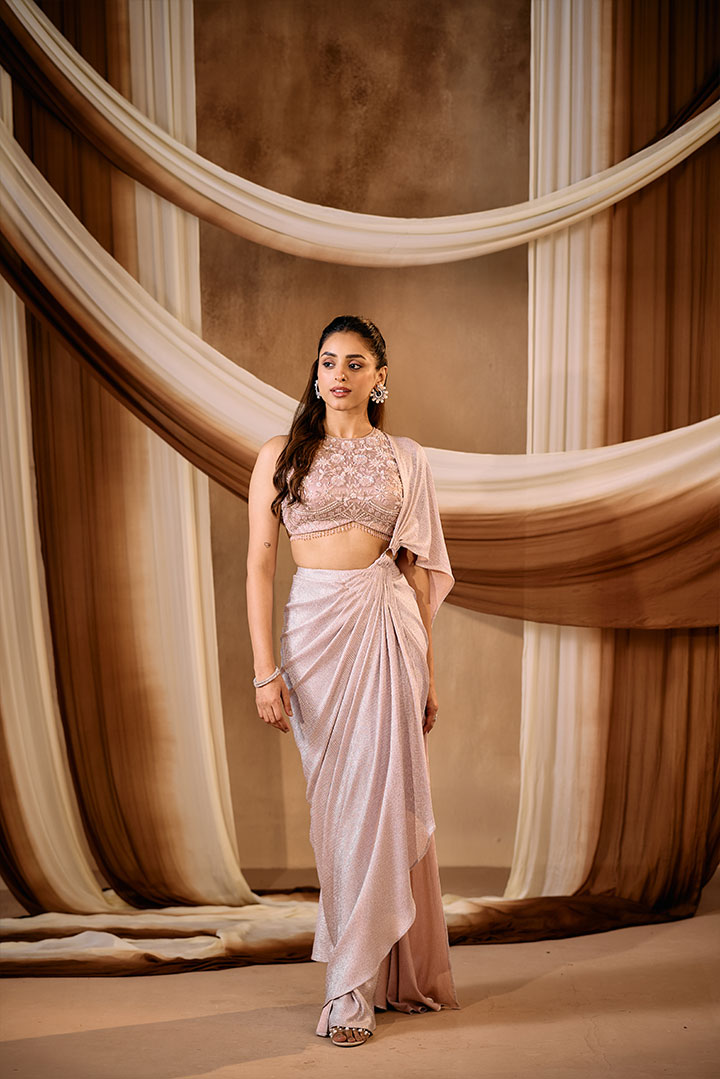 Lilac Pre draped saree
