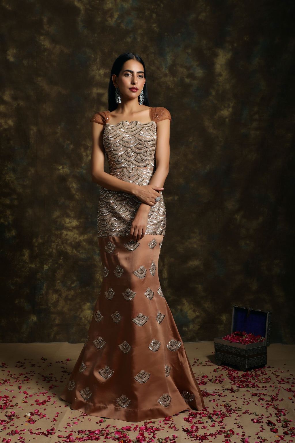 C001 Majestically Embroidered Mermaid Gown