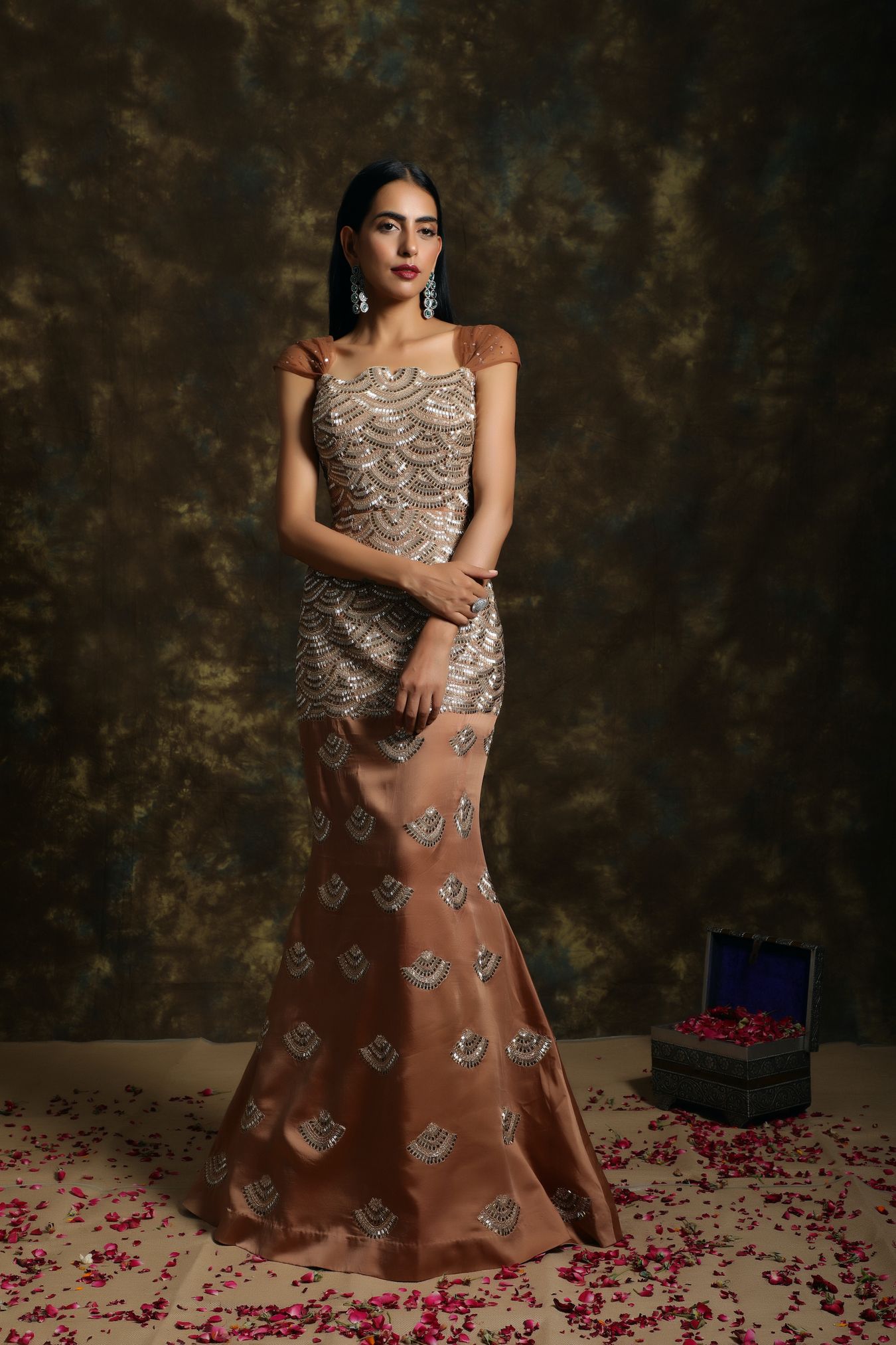 C001 Majestically Embroidered Mermaid Gown