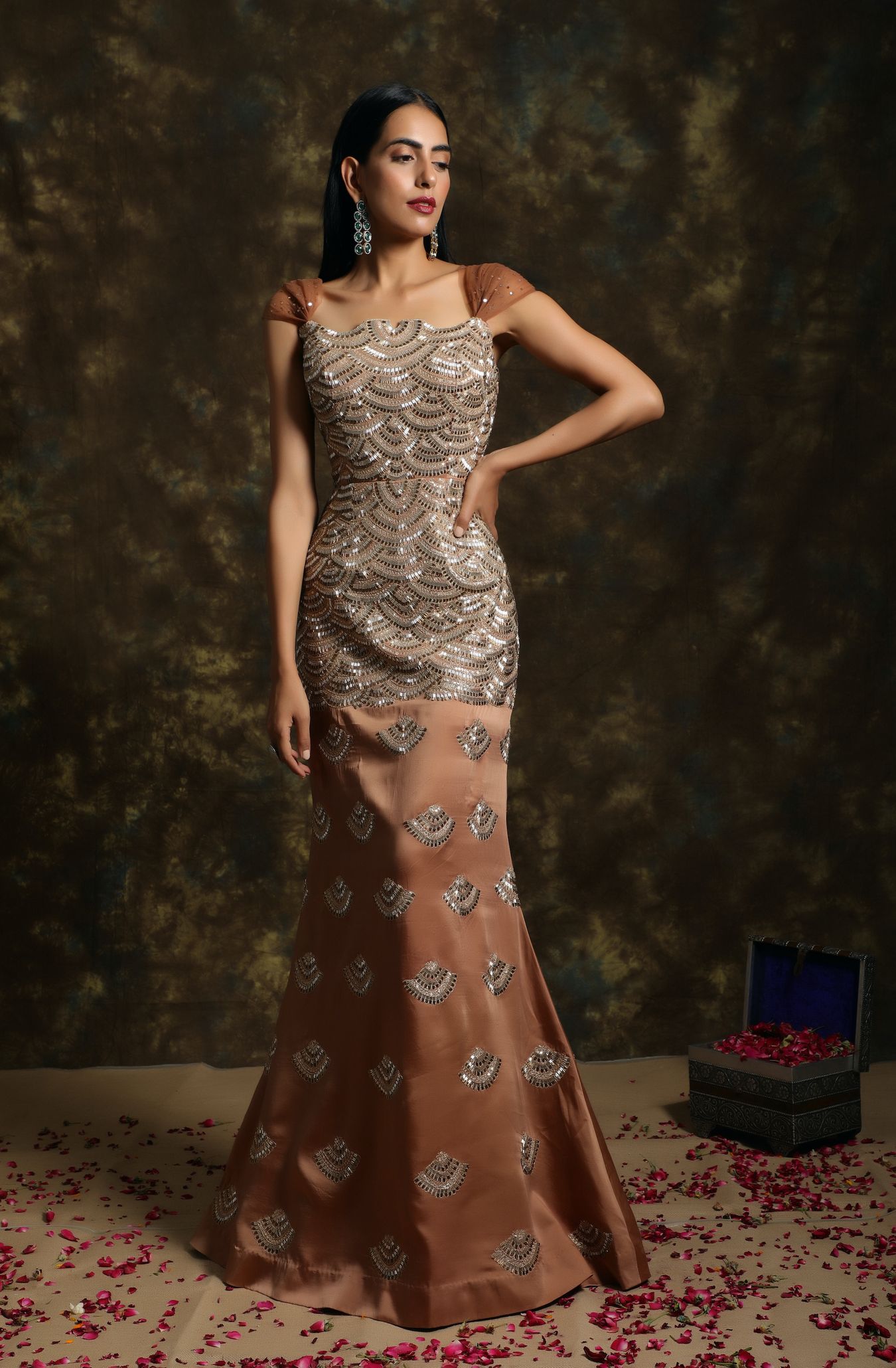 C001 Majestically Embroidered Mermaid Gown
