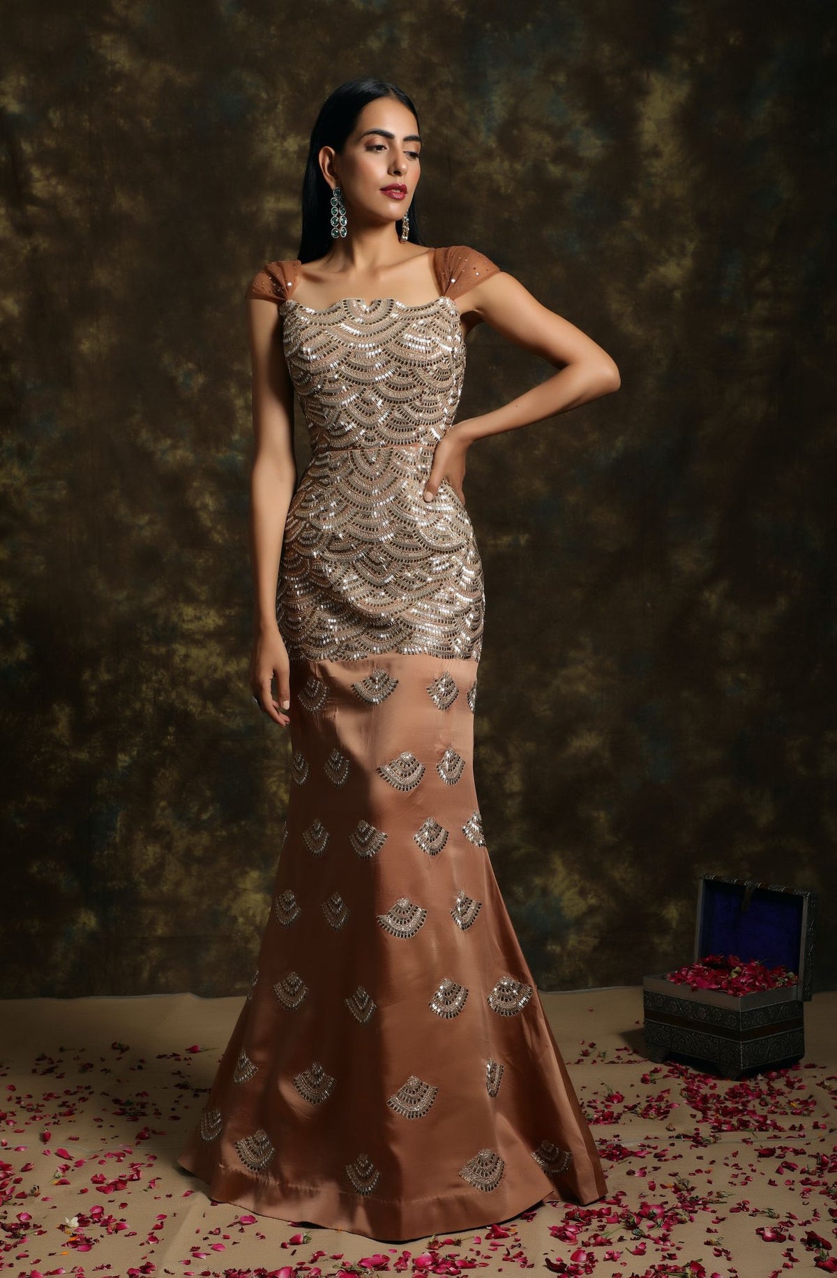 C001 Majestically Embroidered Mermaid Gown