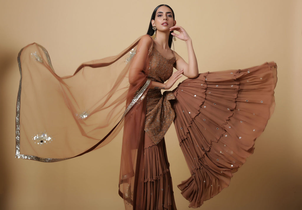 C004 NK Elegantaly Embroidered Kurta Paired with Sharara