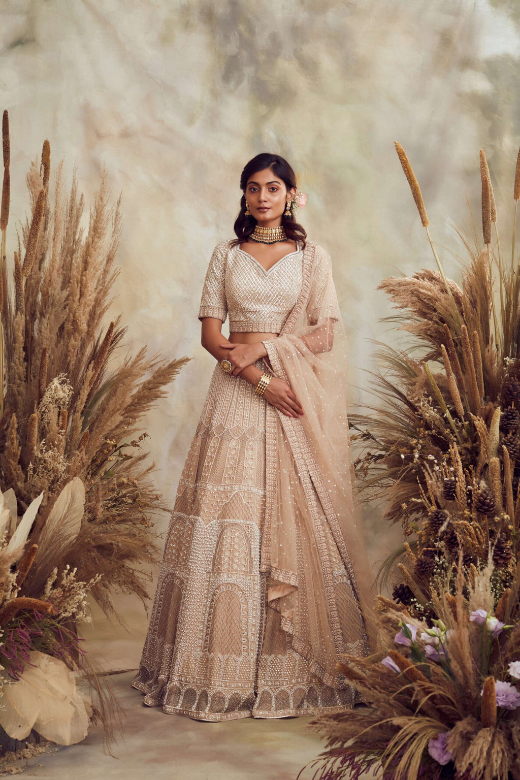 BB06 Champagne gold lehenga set