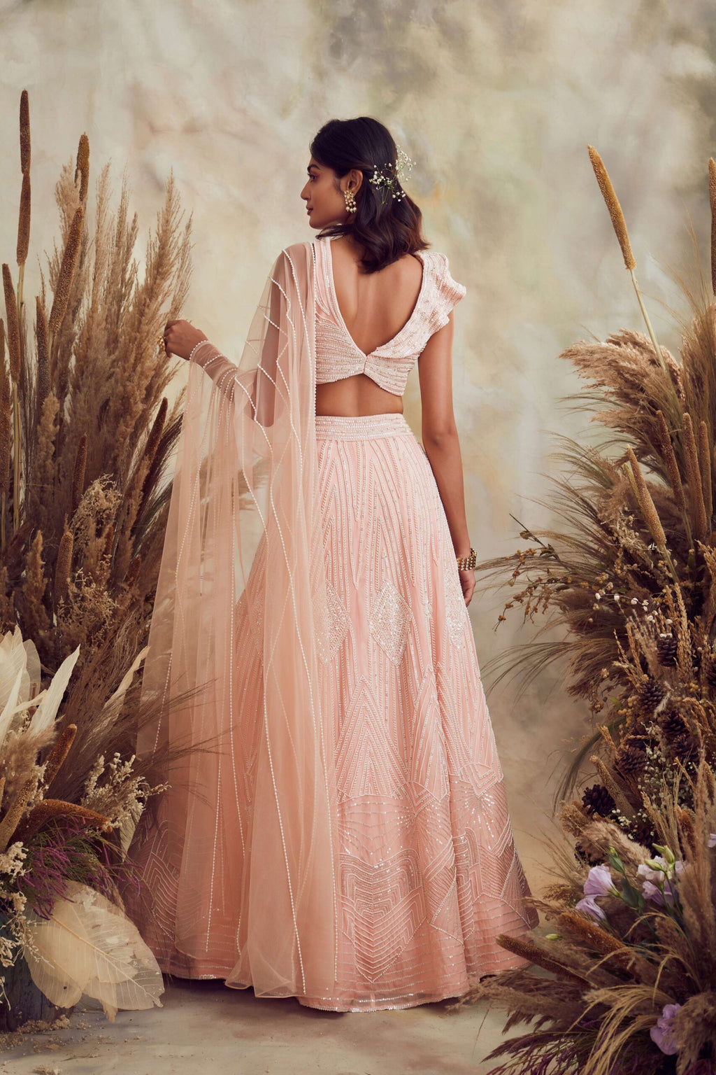 BB05 Peach contemporary lehenga set